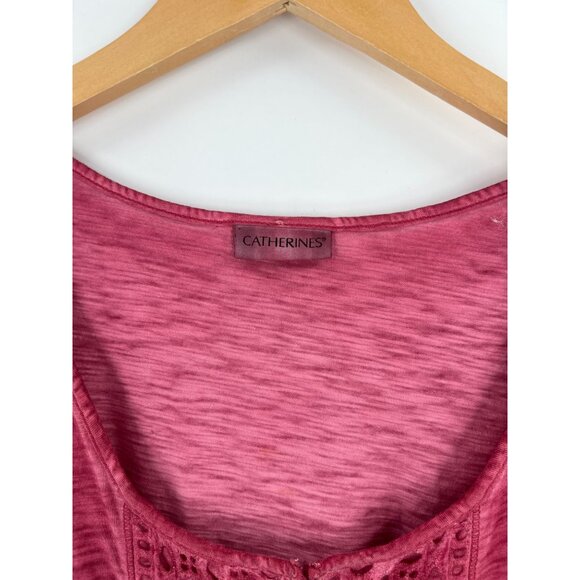 Catherines Women 3X Pink Boho Peasant Tunic Top - Picture 3 of 10